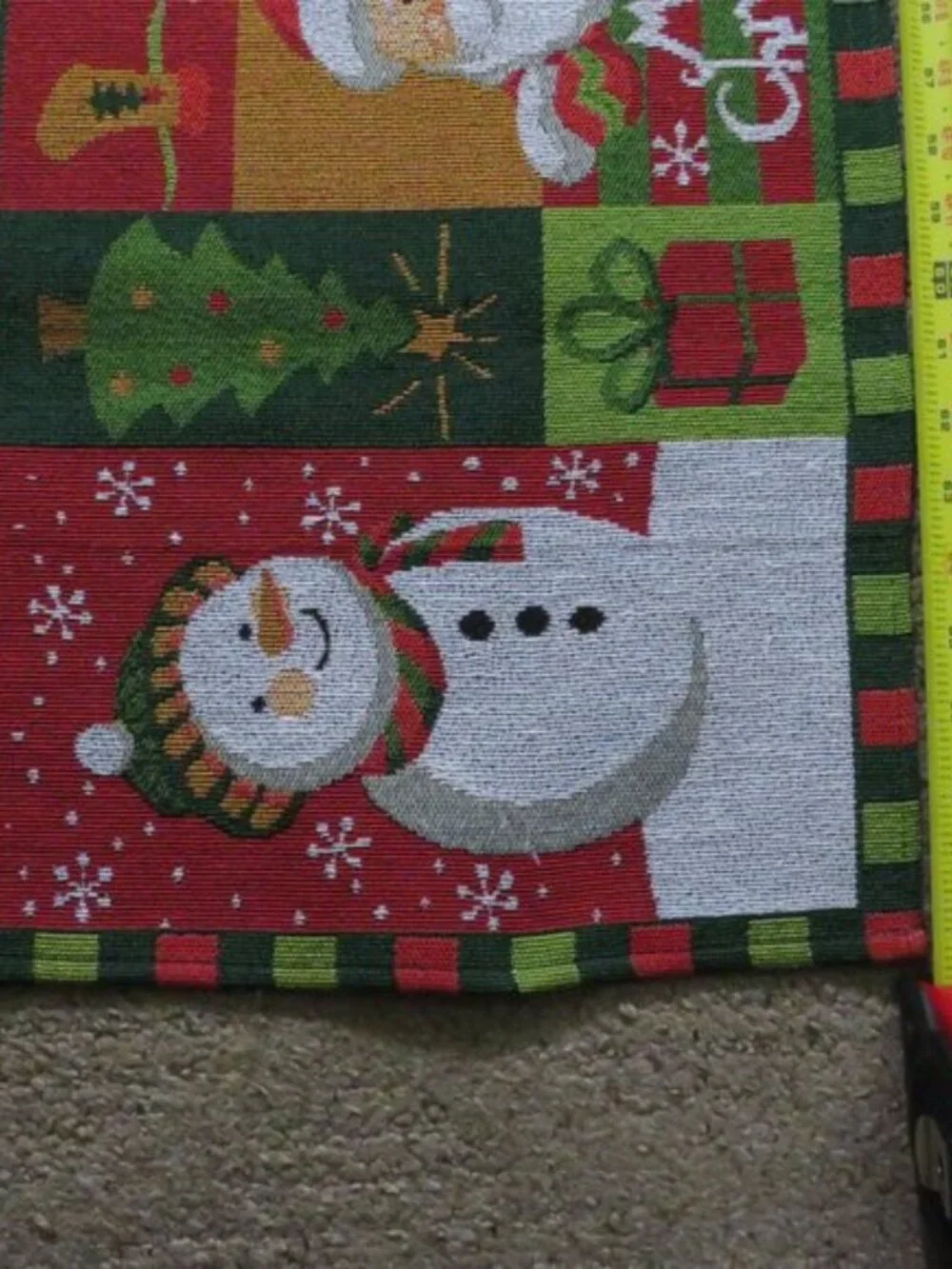 Santa & Snowman Merry Christmas Tapestry Table Runner Double Sided View 66x13